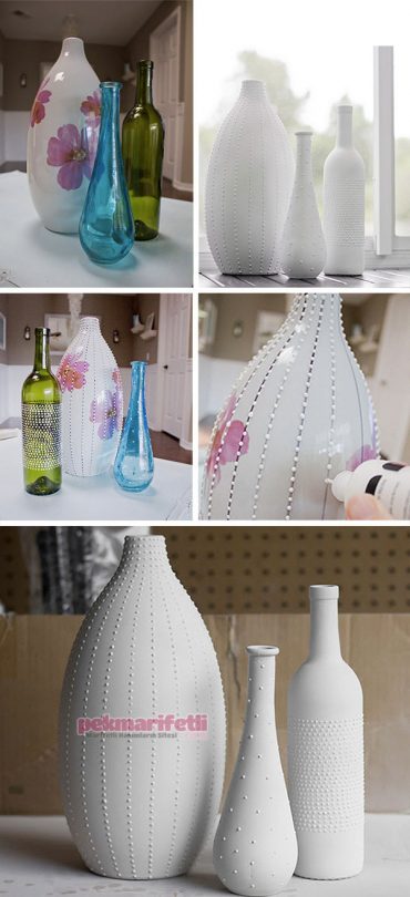Cam şişelerden dekoratif vazo yapımı