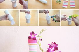 Minik saksılardan renkli vazo yapımı