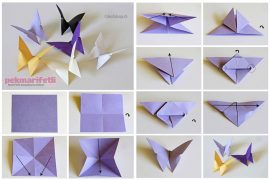Origami tekniğiyle kağıttan kelebek yapımı